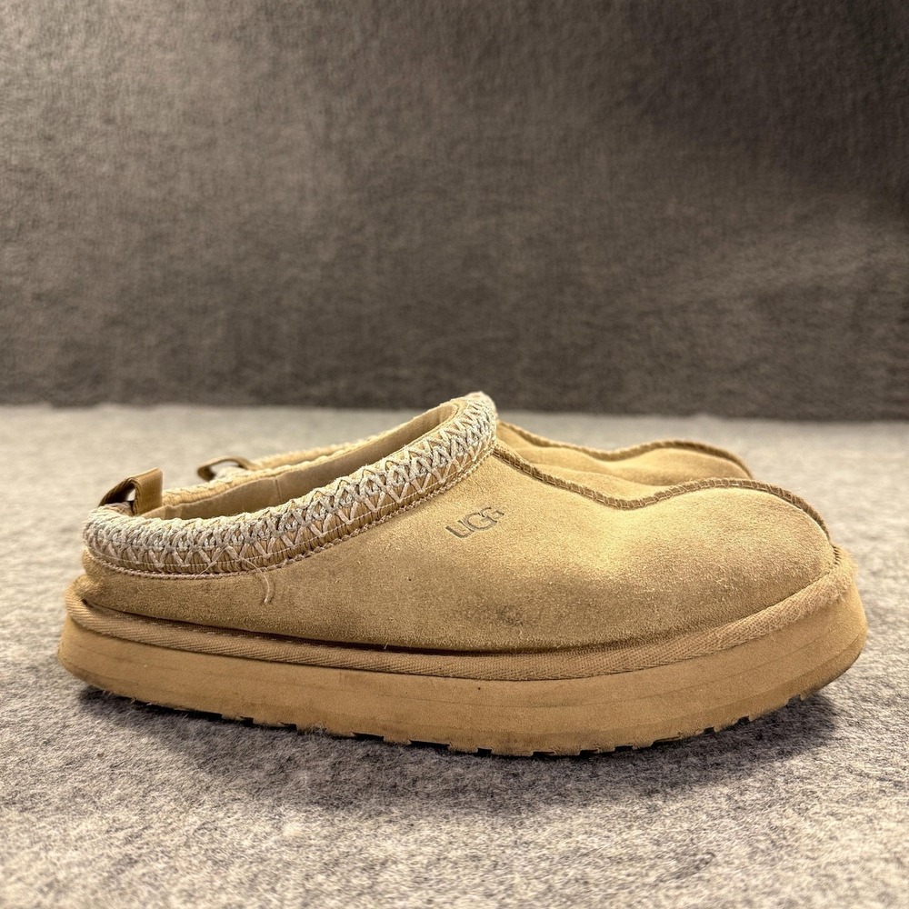 UGG Tasman‎ Slippers Youth 4 Brown Suede Shearling Lined Slip On Indoor Clogs